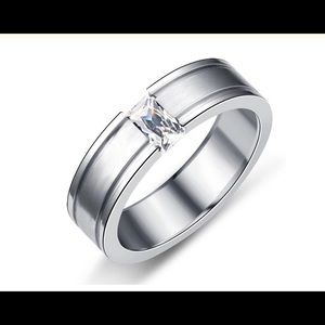 Never Fade 6mm Stainless Steel Solid Zircon Ring